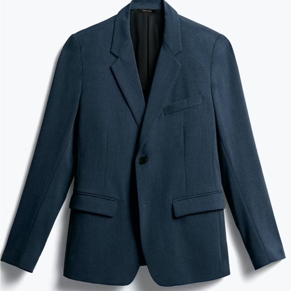 Ministry of Supply Suit Jacket SZ 42 Reg Elegant Navy Blue Check Pattern Stretch